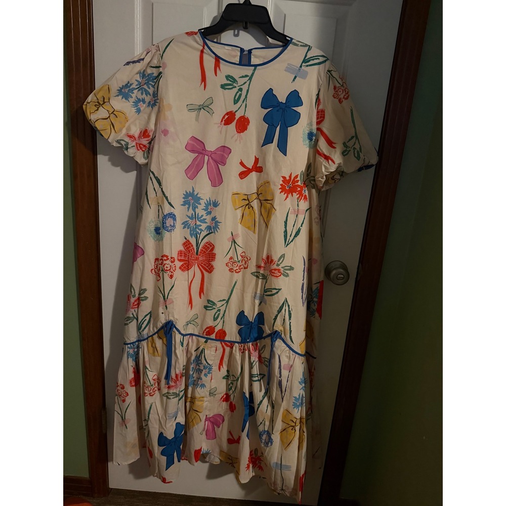XL Adorned MODESTY Maxi NWOT, bows beautifully done fully lined
